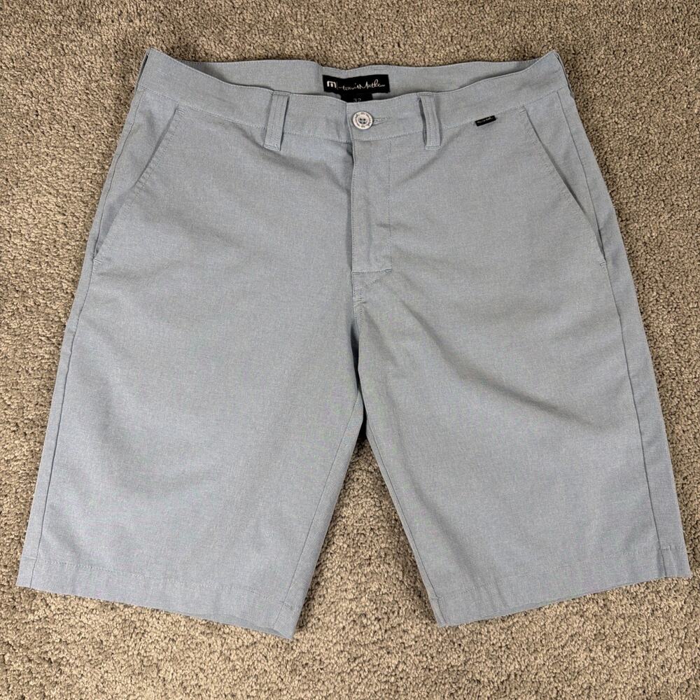 Travis Mathew Shorts Men 32 Light Blue 10" Lightweight Golf Chino Performance